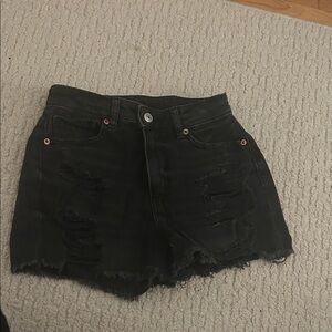 American Eagle Outfitters Black Distressed Denim Jean Shorts